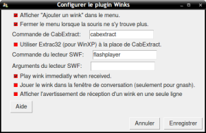 configuration du plugins Winks